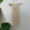 Macrame Wall Hanging With Gold Moon | Wall Hangings by Rosie the Wanderer. Item composed of wood & cotton