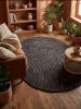 Dark Grey Oval Rug | Charcoal Area Carpet | Thick Plush Wool Floor Mat | 3D Textured Minimalist Decor for Moody Living Room | Area Rug in Rugs by Krafcreation. Item made of cotton compatible with minimalism and mid century modern style