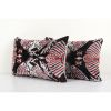 Set of Two Ikat Velvet Pillow, Pair Silk Lumbar Cushion | Pillows by Vintage Pillows Store. Item made of cotton