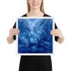 Framed Print - Thunder - Fluid Abstract Blue Storm Drama | Work by Eman's Gallery