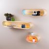 LED Floating Shelf: Bent Wood Wall Display with Colorful Interior | Shelving in Storage by Spacecraft Furnishing