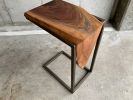 Live-edge Walnut Waterfall C-table | Side Table in Tables by Hazel Oak Farms. Item made of walnut with steel