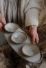 Tapas SET - textured open bowls x3 , natural shape elongated | Plate in Dinnerware by Laima Ceramics. Item composed of stoneware in minimalism style