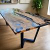 Clear Epoxy Dining Table | Tables by Ironscustomwood. Item made of wood with steel