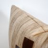 Tan "Jute" Stripes with Dark Chocolate Leather Cross Pillow 12x20 | Pillows by Vantage Design