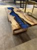 Blue Epoxy Coffee Table, Custom River Coffee Table | Tables by Tinella Collection. Item made of wood with synthetic works with boho & contemporary style