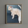 White Cat Blue Eyes Art Print, Fluffy Elegant Painting, Giclée Fine Art | Prints in Paintings by The Ugly Cat Studio