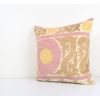 Mid 20th C. Suzani Pink Pillowcase Made From a Samarkand Suz | Cushion in Pillows by Vintage Pillows Store
