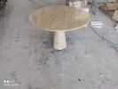 Round Travertine Coffee Table: Custom Order, 40" Diameter | Tables by AEGEAN MARBLE ARTISAN ATELIER