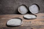 Set of 4 cake plates - (set nr6) STC organic natural shape | Dinnerware by Laima Ceramics. Item composed of stoneware in minimalism style