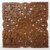 Haussmann® Teak Lotus Panel Inlay Square 60 cm H Brown Stain | Engraving in Art & Wall Decor by Haussmann®