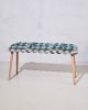 Sage Velvet Woven Bench | Benches & Ottomans by Knots Studio. Item made of walnut & cotton
