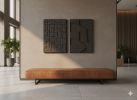 Diptych Wall Art Set (2 pieces) - Modern Textured Plaster Sculptures - Black Bas Relief Decor - Housewarming Gift | Wall Sculpture in Wall Hangings by Vaiva Art Atelier
