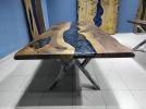 Live Edge Epoxy Resin Table - Epoxy Resin Dining Table | Tables by LuxuryEpoxyFurniture. Item composed of wood & synthetic