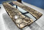 Hexagon Honeycomb Design Clear Epoxy Table , Dining Table | Tables by LuxuryEpoxyFurniture. Item made of wood with synthetic