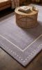 Hand-Tufted Wool Area Rug, Lavender Dotted Border, Cozy Earthy Living Room Carpet | Rugs by Krafcreation. Item composed of cotton compatible with minimalism and contemporary style