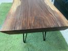Live Edge Black Walnut Coffee Table with Steel Hairpin Legs | Tables by Carlberg Design. Item composed of walnut & steel compatible with minimalism and country & farmhouse style