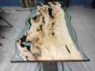 Custom Made Live Edge Ash Wood Clear Epoxy Resin Office Desk | Dining Table in Tables by LuxuryEpoxyFurniture. Item composed of wood and synthetic