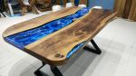 Living Edge Dark Walnut Resin Dining Table, Ocean Epoxy | Tables by LuxuryEpoxyFurniture. Item made of wood with synthetic