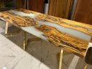 Olive Epoxy Resin Dining Table - Modern Living Room Table | Tables by Tinella Wood. Item made of wood compatible with contemporary and art deco style