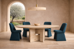 Pang Travertine Oval Dining Table | Tables by HamamDecor LLC