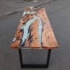Custom White Epoxy Resin Table | Dining Table in Tables by Ironscustomwood. Item made of wood with metal