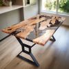 Custom Live Edge Epoxy Resin Dining Table | Tables by Ironscustomwood. Item made of wood with synthetic
