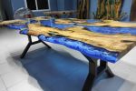 Live Edge Olive Table | Ocean River Dining Epoxy Table | Dining Table in Tables by LuxuryEpoxyFurniture. Item composed of wood and synthetic