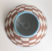 A Pair of Rust & Blue Checkerboard Hand Painted Lampshades | Table Lamp in Lamps by Rosie Gore. Item composed of paper