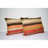 18" X 24" Turkish Kilim Pillow Cover, Set of Two Lumbar Trib | Sham in Linens & Bedding by Vintage Pillows Store. Item composed of cotton and fiber