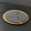 Oak wood and grey felt round shape placemat "Pacman". 1 pc | Serving Tray in Serveware by DecoMundo Home. Item composed of oak wood compatible with minimalism and modern style