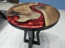 Custom Order 24 " Round Walnut Metallic Red Epoxy Dining | Dining Table in Tables by LuxuryEpoxyFurniture. Item composed of wood and synthetic