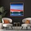 Original 40x40 Geometric Mountain Landscape | Reflection in Time by Shilo Ratner | Work by Shilo Ratner