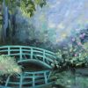 Monets Garden Bridge | Oil And Acrylic Painting in Paintings by Meredith H. Item composed of canvas in boho or mid century modern style