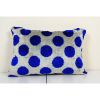 Blue Silk Ikat Velvet Pillow Cover, Handmade Polka Dot Ikat | Sham in Linens & Bedding by Vintage Pillows Store. Item composed of cotton