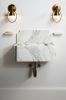 Calacatta Monet Marble Sink with Backsplash | Water Fixtures by AYMARBLEDESIGN LLC