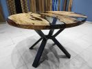 Custom Diameter, Round Olive Wood, Clear Epoxy Dining Table | Tables by LuxuryEpoxyFurniture. Item made of wood with synthetic