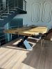 Conference Wood Table Live Edge Chestnut Table | Dining Table in Tables by Tinella Collection. Item made of wood works with contemporary & coastal style