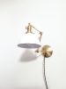 Plug in Adjustable Wall Sconce - Industrial Decor Lighting | Sconces by Retro Steam Works. Item composed of fabric and brass in industrial or modern style