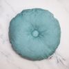 Tufted Throw Pillow, Teal Damask | Pillows by Melike Carr