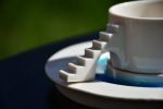 CASTLE COFFEE SET (blue glass moat) | Cup in Drinkware by 4AM Product Design. Item made of ceramic with glass works with mid century modern & art deco style