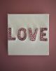Love Pink Crystal 4" x 4" | Mixed Media in Paintings by Emeline Tate. Item made of canvas with synthetic
