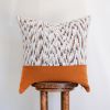 White Wool with Striations Capped with Orange Felt Wool Pillow 20x20 | Pillows by Vantage Design