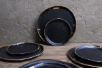 dinner set - gold edge black rustic handmade handcrafted | Plate in Dinnerware by Laima Ceramics. Item made of stoneware works with minimalism & contemporary style