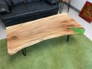 Sycamore Live Edge Coffee Table with Steel Hairpin Legs | Tables by Carlberg Design. Item made of wood with steel works with minimalism & country & farmhouse style