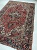 RARE Medium Size "Pocket" Heriz| Strawberry, Smokey Charcoal | Area Rug in Rugs by The Loom House. Item composed of fabric & fiber