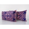 Silk Ikat Velvet Pillow Cover - Set of Two Ikat Pink and Blu | Cushion in Pillows by Vintage Pillows Store