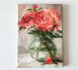 Coral flower painting on canvas, Peony painting original oil | Oil And Acrylic Painting in Paintings by Natart. Item composed of canvas and synthetic in contemporary style