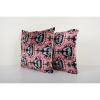 Handmade Pink Silk Ikat Velvet Pillow Cover - Set of Two Lux | Cushion in Pillows by Vintage Pillows Store