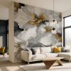 Gray and Gold Floral — Bold Floral Luxury Wallpaper Mural | Wall Treatments by ELLE WALLS